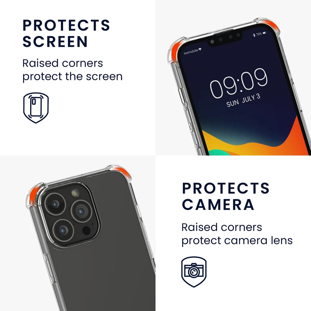 Pevné silikonové pouzdro kwmobile Crossbody na mobil Apple iPhone 13 Pro s popruhem - čiré