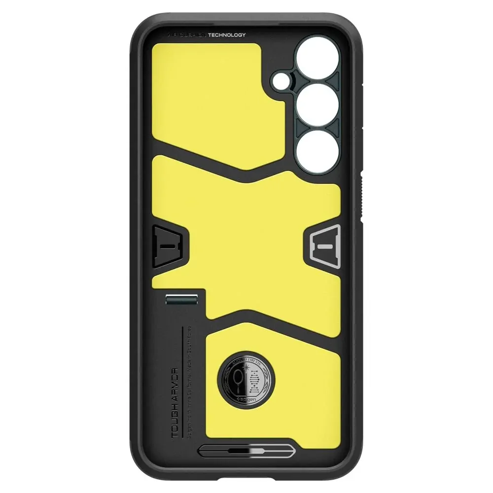 Odolné silikonové pouzdro SPIGEN Tough Armor na mobil Samsung Galaxy A35 5G - zelené se stojánkem