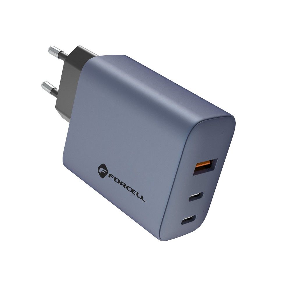 Síťový nabíjecí adaptér Forcell F-Energy GaN s výstupem 2x USB-C a USB s nabíjením PD a QC 4.0, 65W (bez kabelu)
