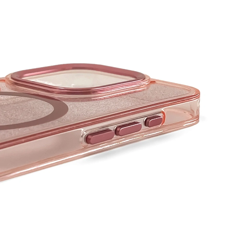 Třpytkové pouzdro Glitter Case s MagSafe - Apple iPhone 16 Pro - průhledné / růžové