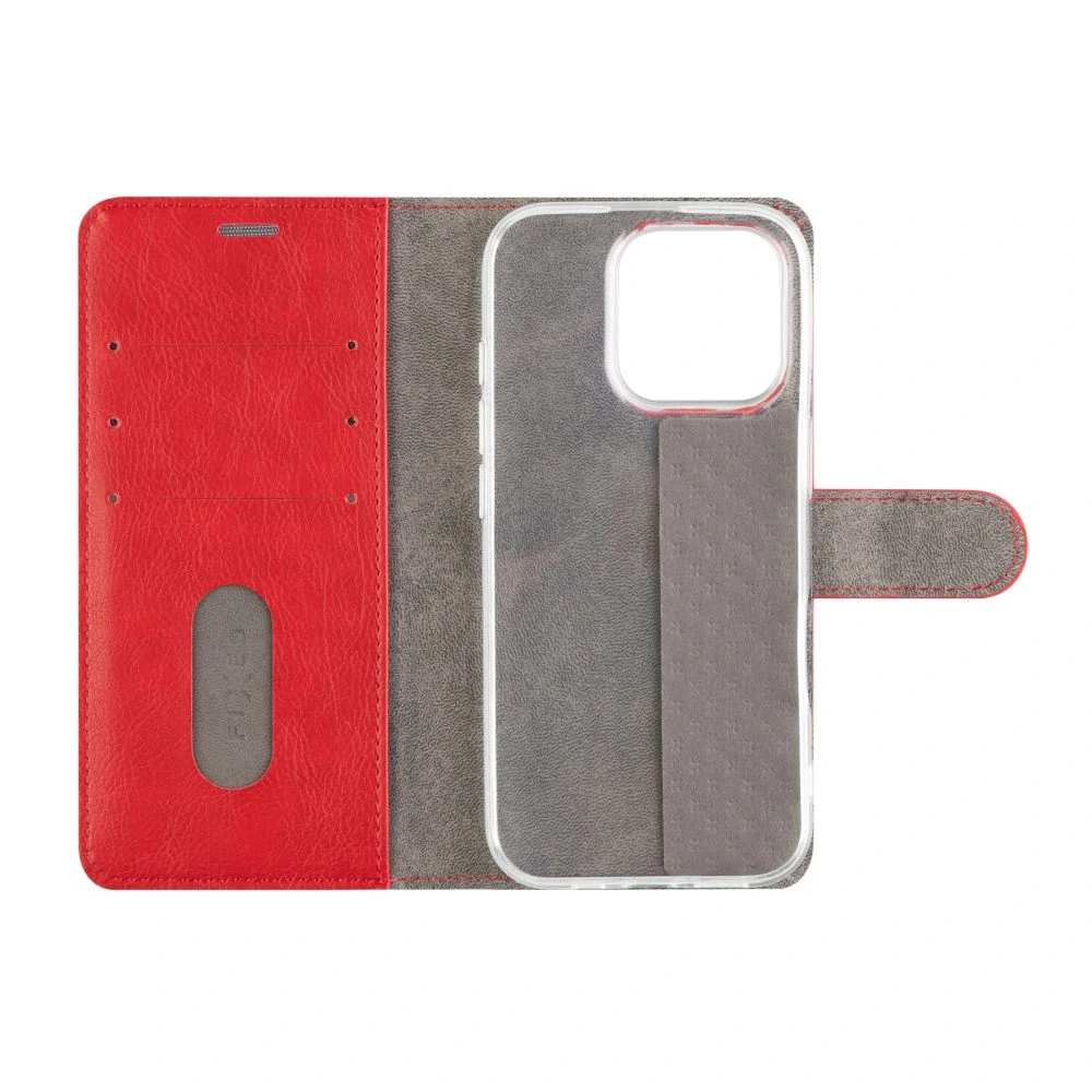 Knížkové flip pouzdro Fixed Opus - Apple iPhone 16 Pro, červené