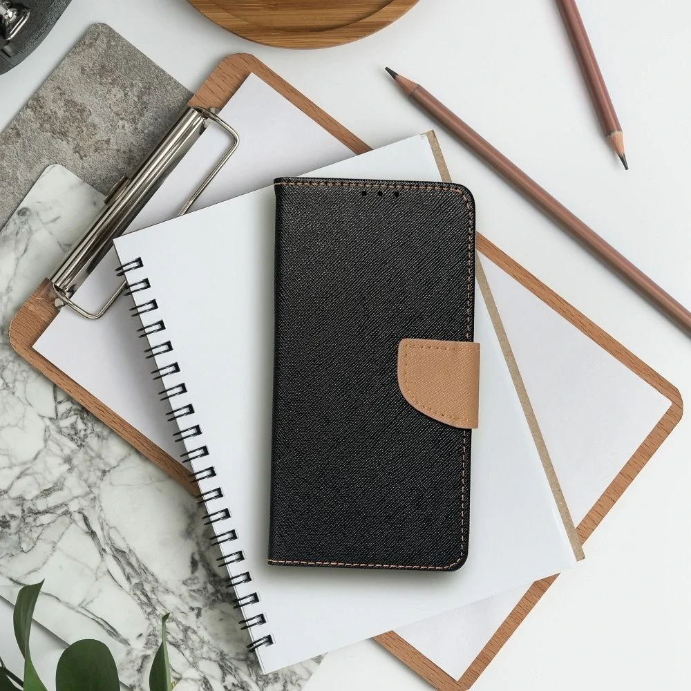 Fancy Book - Apple iPhone 16 Plus - flip knížkové pouzdro - zlatavé / černé