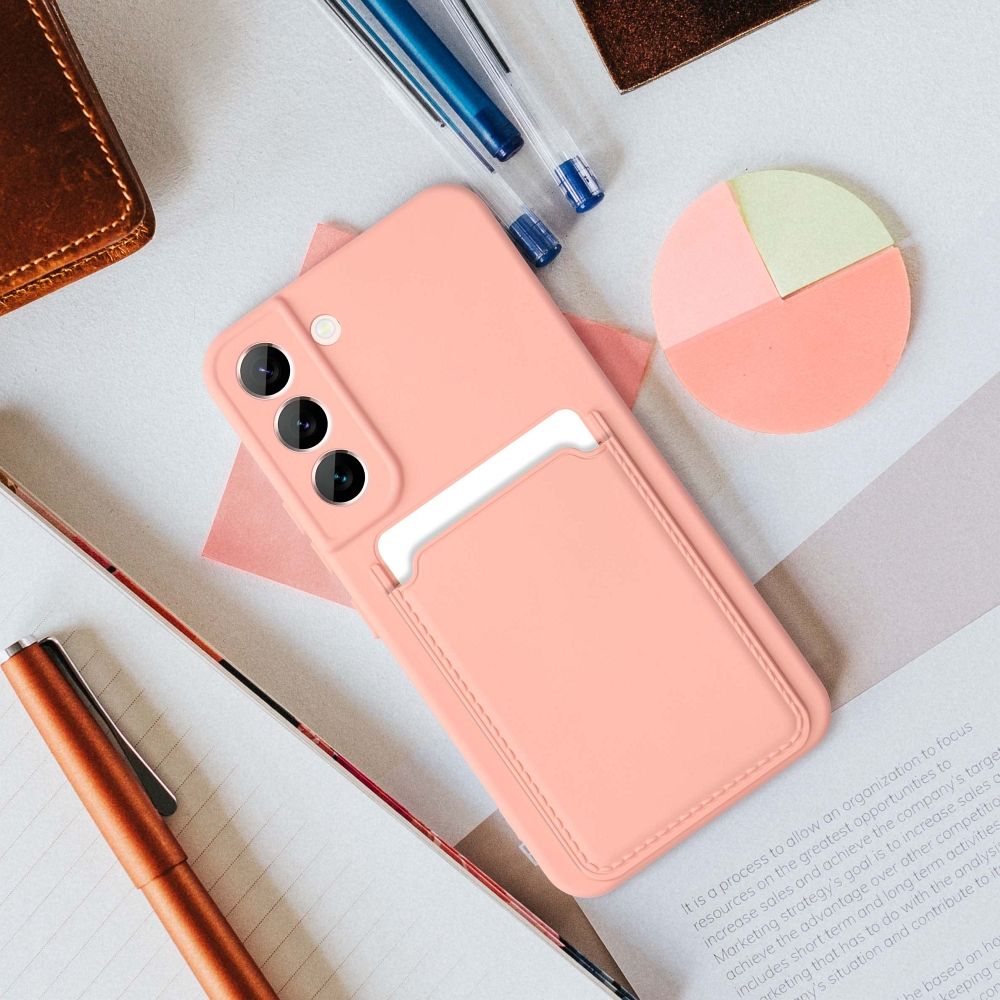 Silikonové pouzdro Card Case na mobil Samsung Galaxy S24 FE - Růžové