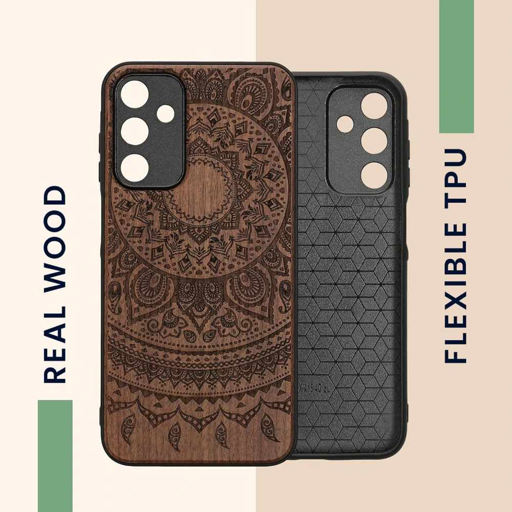 Kwmobile dřevěné pouzdro Samsung Galaxy A15 4G / 5G - Indian Sun