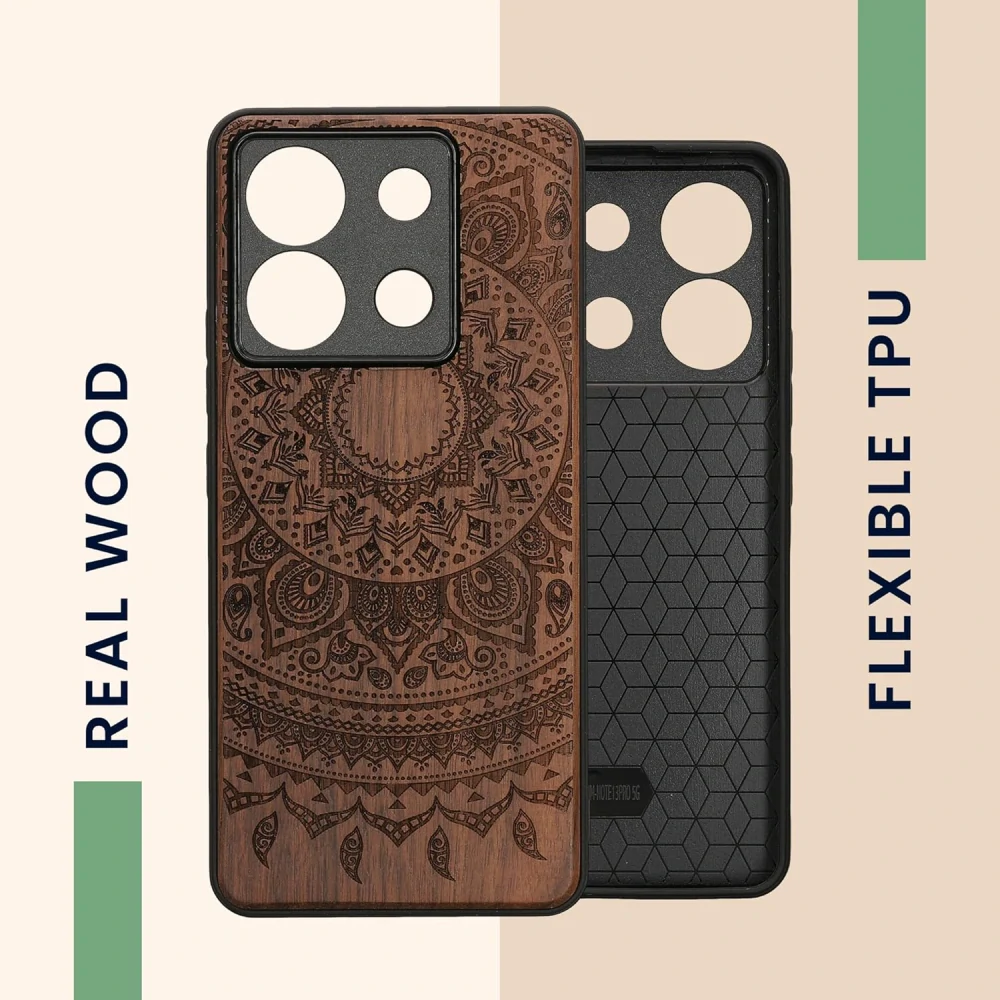 Dřevěné pouzdro KWmobile - Xiaomi Redmi Note 13 Pro 5G / Poco X6 5G Indian sun