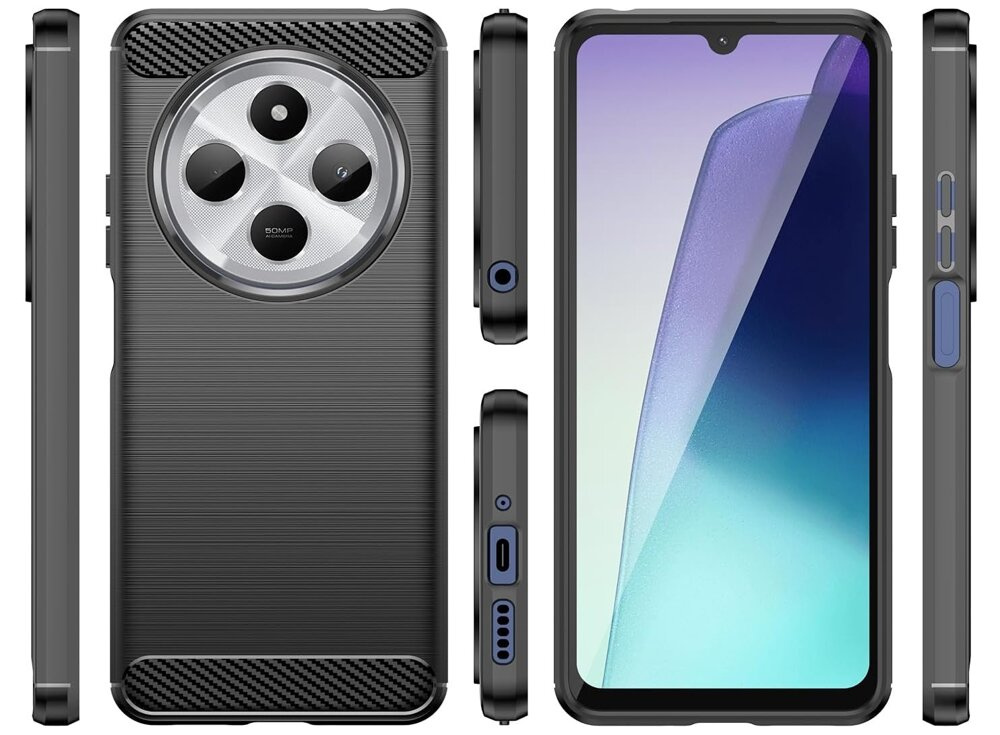 Silikonové pouzdro Coolcase CARBON na mobil Xiaomi Redmi 14C / Poco C75 Černé
