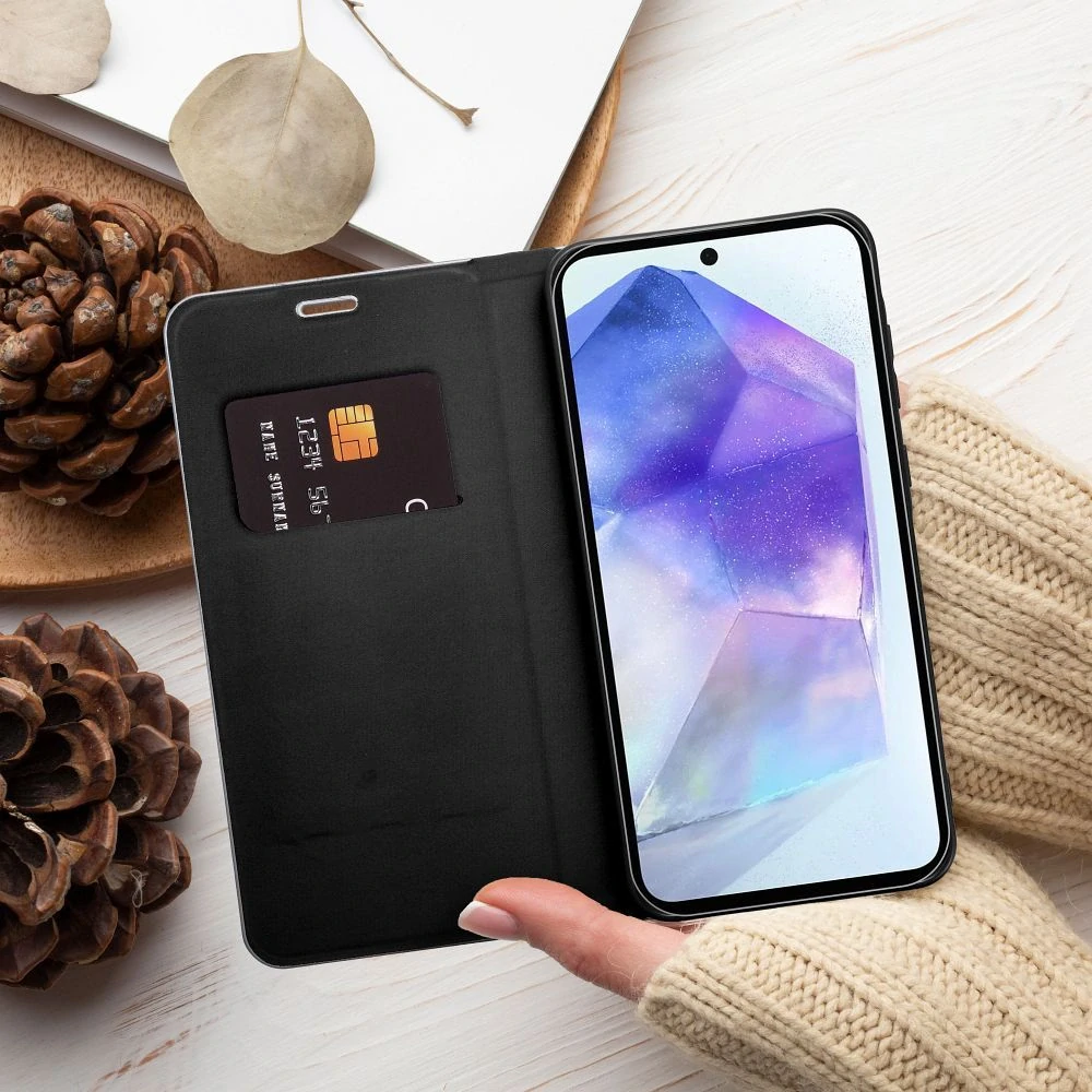 Flip pouzdro LUNA Book Carbon Samsung Galaxy A36 5G – černé