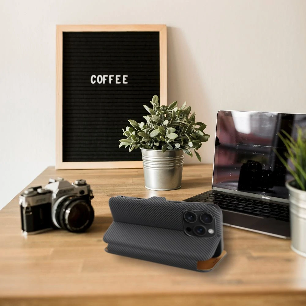 Flip pouzdro FOLIO Side Magnet iPhone 16 Pro – šedé