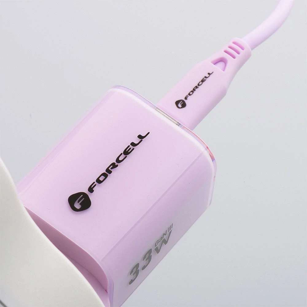 Nabíječka Forcell GaN III 33W + USB-C kabel - fialová