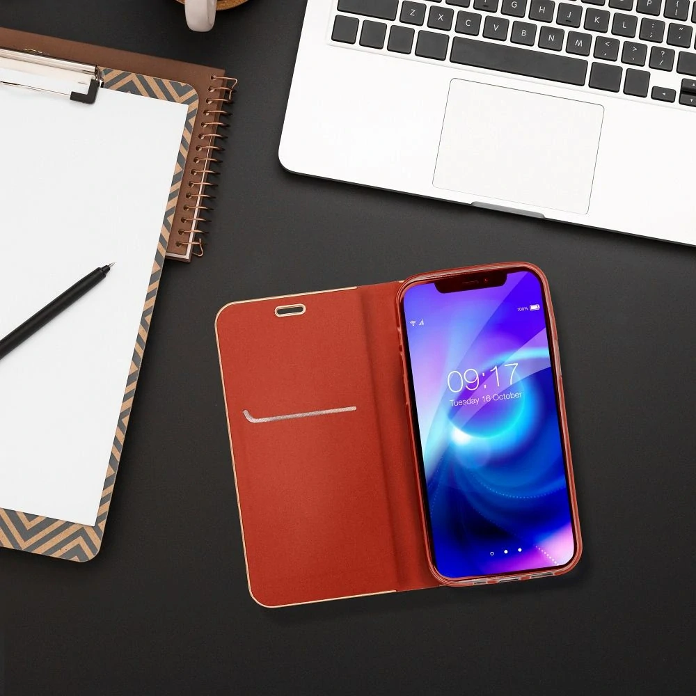 LUNA Book Gold pouzdro Samsung Galaxy A17 - červené