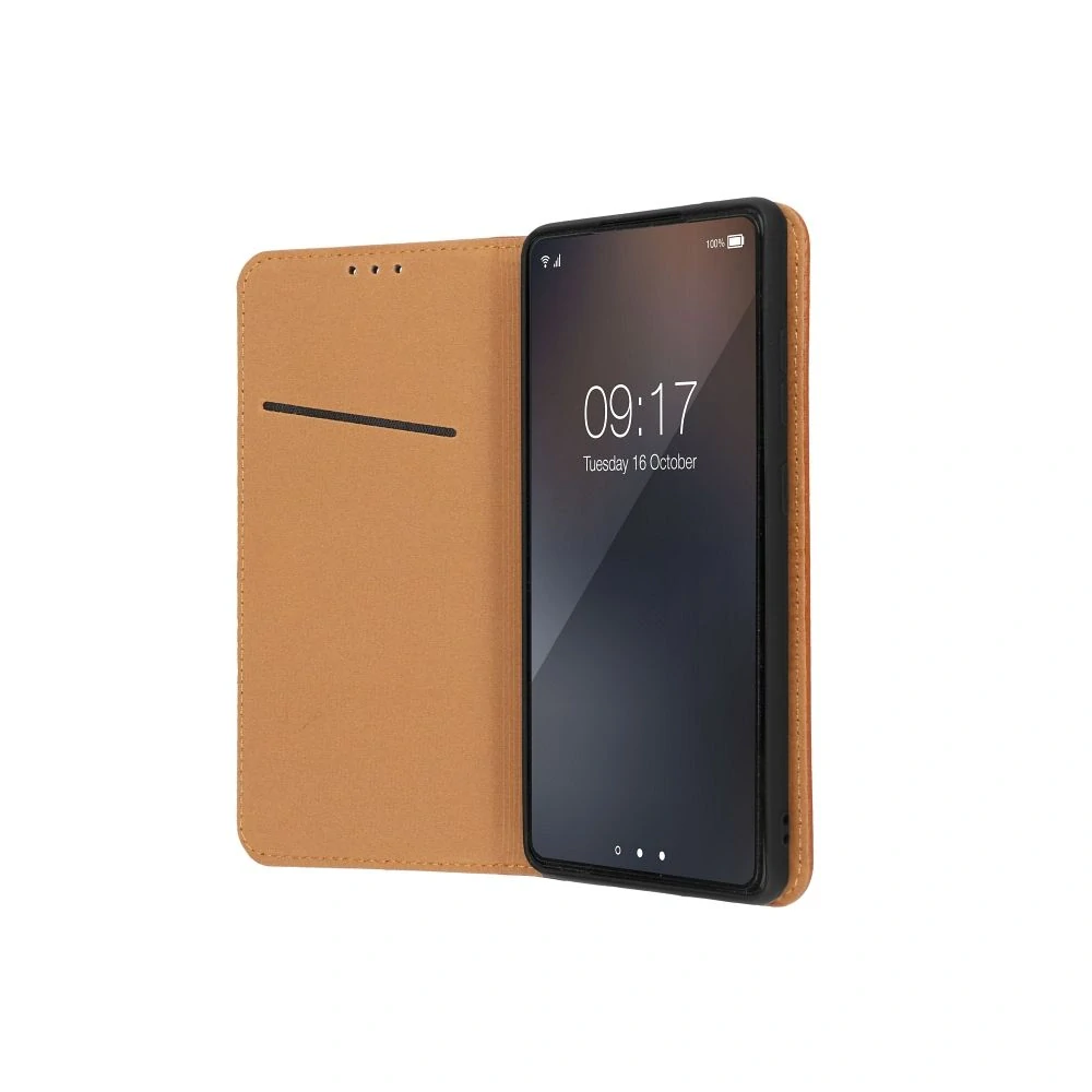 Kožené flipové pouzdro SMART PRO Book pro iPhone 17 Pro hnědé