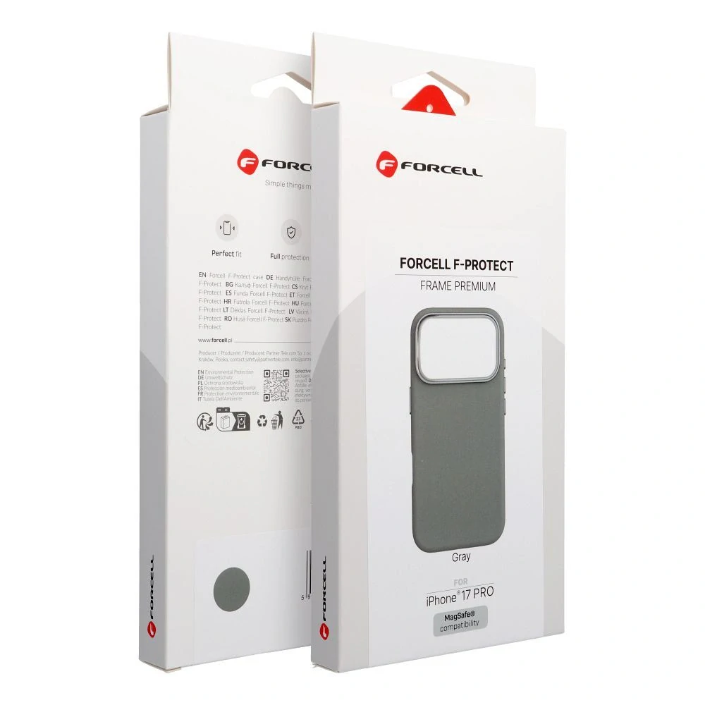 Kryt Forcell F-Protect Frame MagSafe iPhone 17 Pro šedý