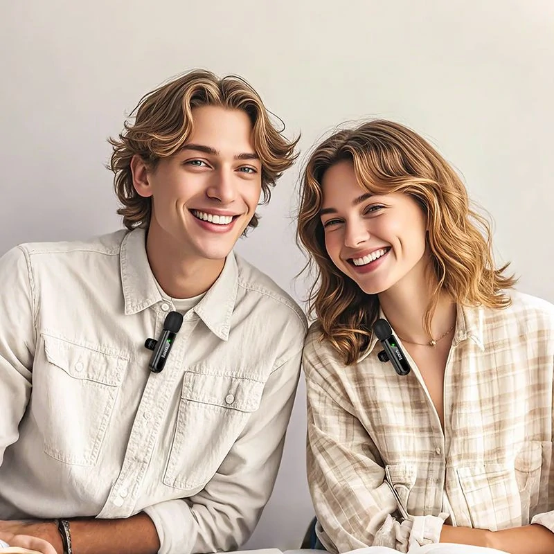 Bezdrátový klopový mikrofon Hoco L20A Lightning USB-C černý