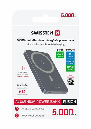 Swissten powerbanka nabíječka Watch 5000 stříbrná