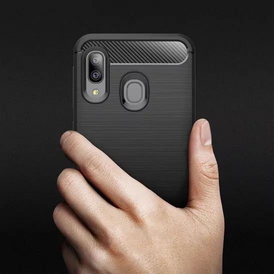 Silikonové pouzdro Coolcase Carbon na mobil Samsung Galaxy A20e Černé