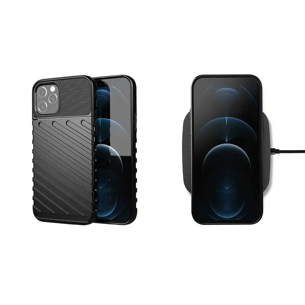 Odolnější gumové pouzdro Thunder na mobilní telefon Apple iPhone 13 Pro Černé
