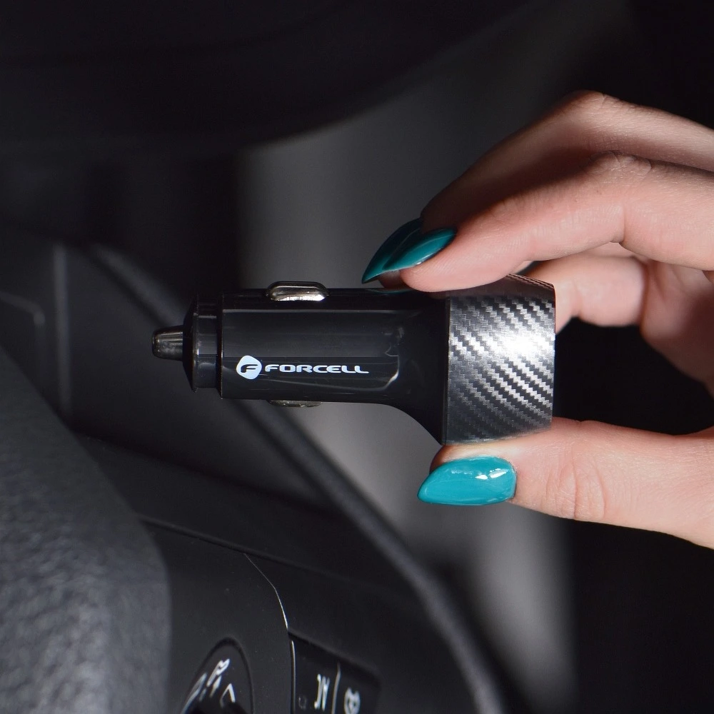 FORCELL Carbon CC50-1AC nabíječka do auta USB-C + USB