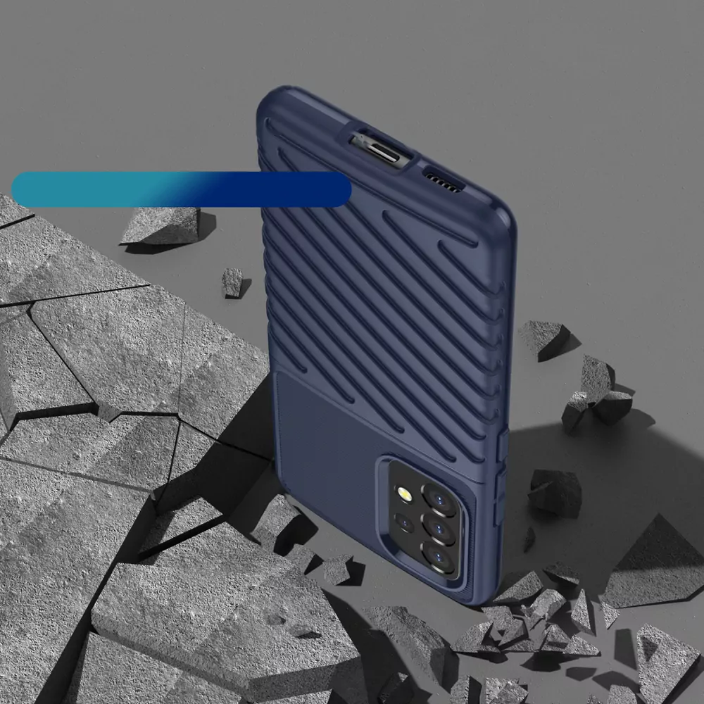 Odolnější gumové pouzdro Armored Thunder na mobil Samsung Galaxy A53 5G Modré