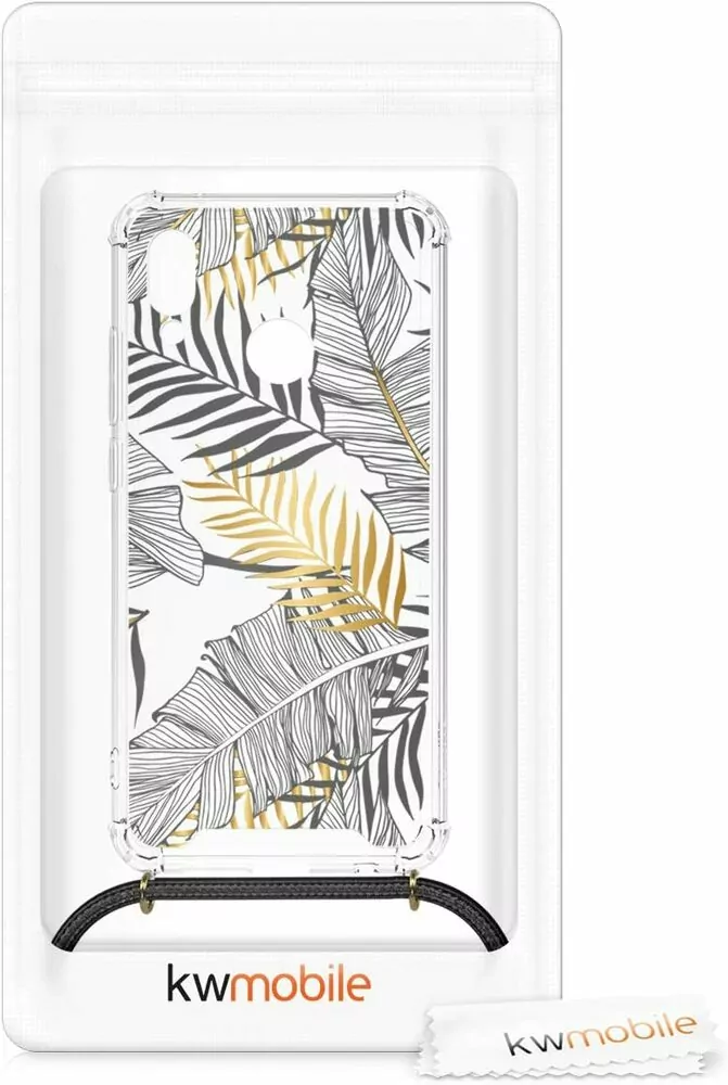 Pevné silikonové pouzdro kwmobile Crossbody na mobil Huawei P20 Lite s popruhem - palm leaves