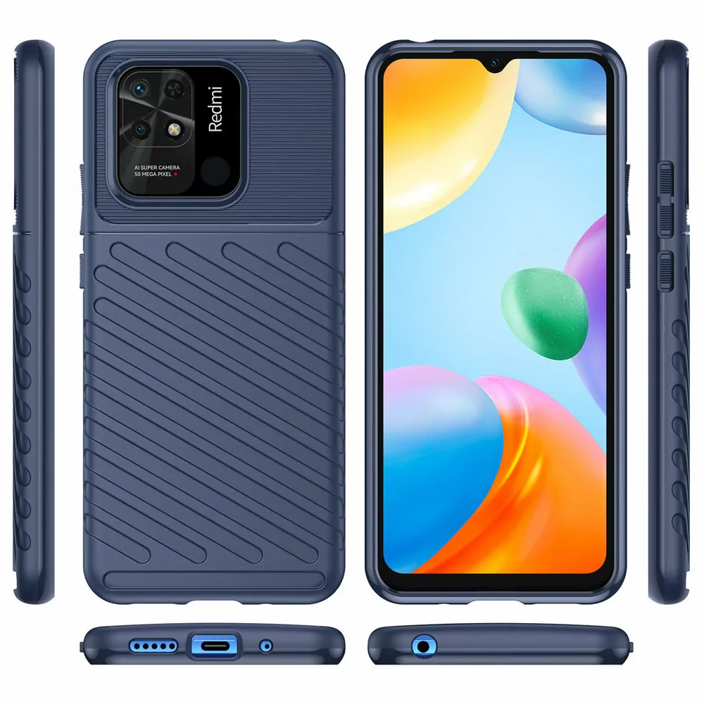 Odolnější gumové pouzdro Armored Thunder na mobil Xiaomi Redmi 10C Modré