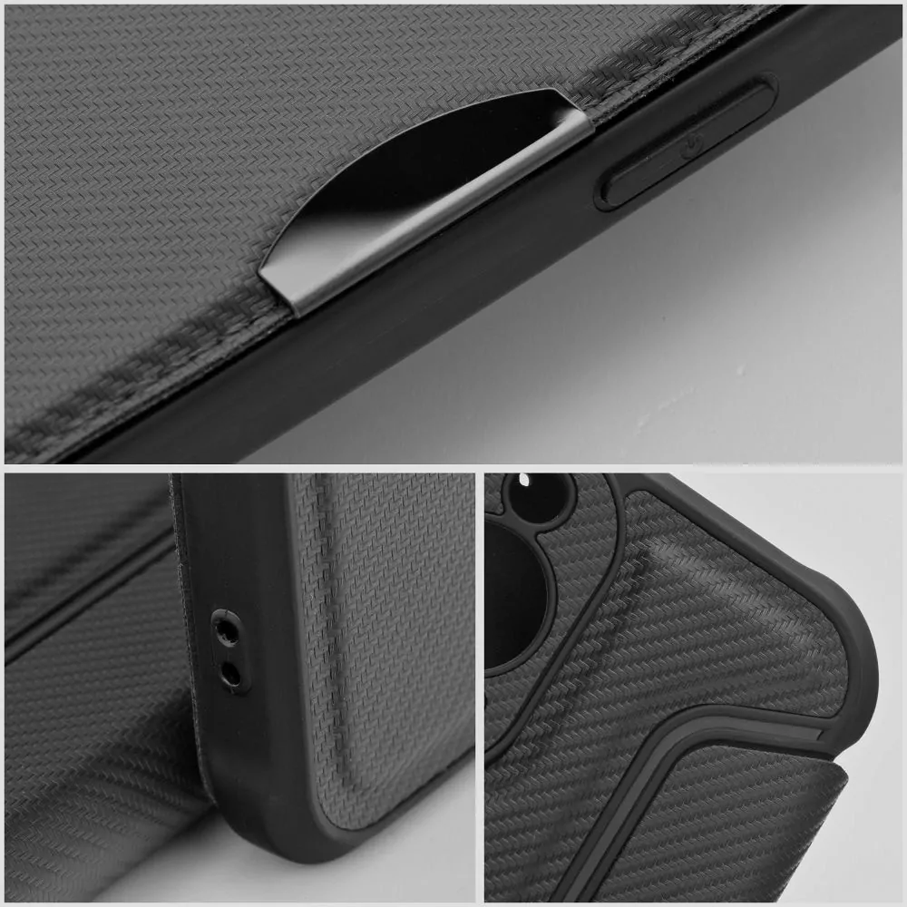 Ultimátní flip pouzdro RAZOR Coolcase Carbon na mobil Apple iPhone 13 Pro Max černé
