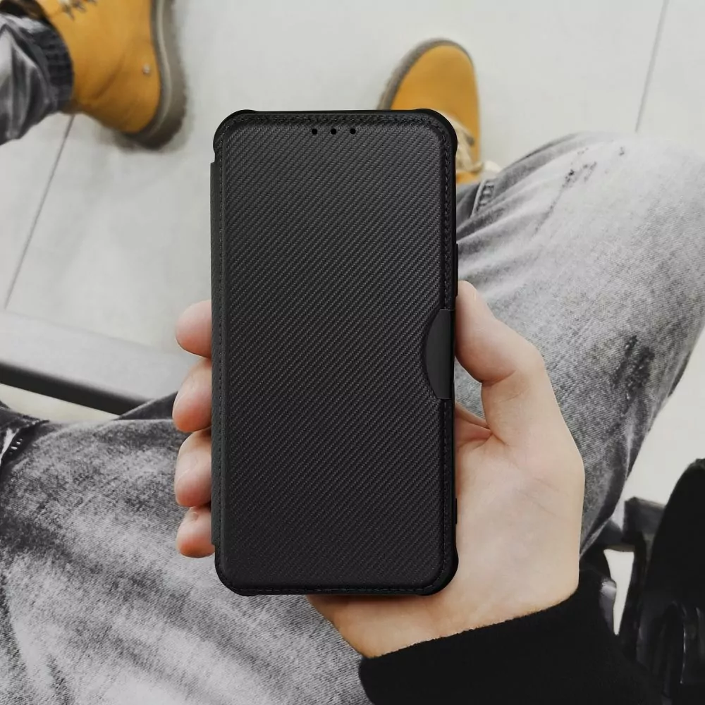 Ultimátní flip pouzdro RAZOR Coolcase Carbon na mobil Xiaomi 11 Lite 5G NE / Xiaomi Mi 11 Lite černé