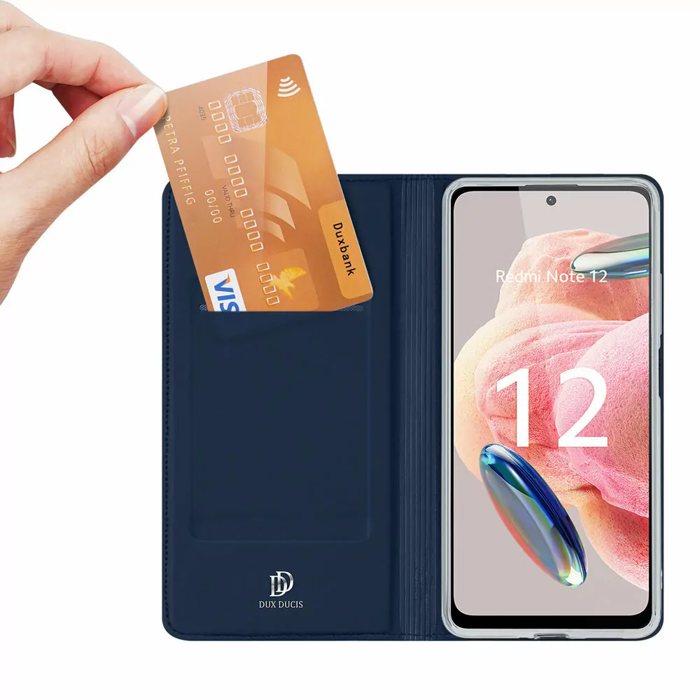 Prémiové flipové pouzdro DUX DUCIS SKIN na mobil Xiaomi Redmi Note 12 4G modré