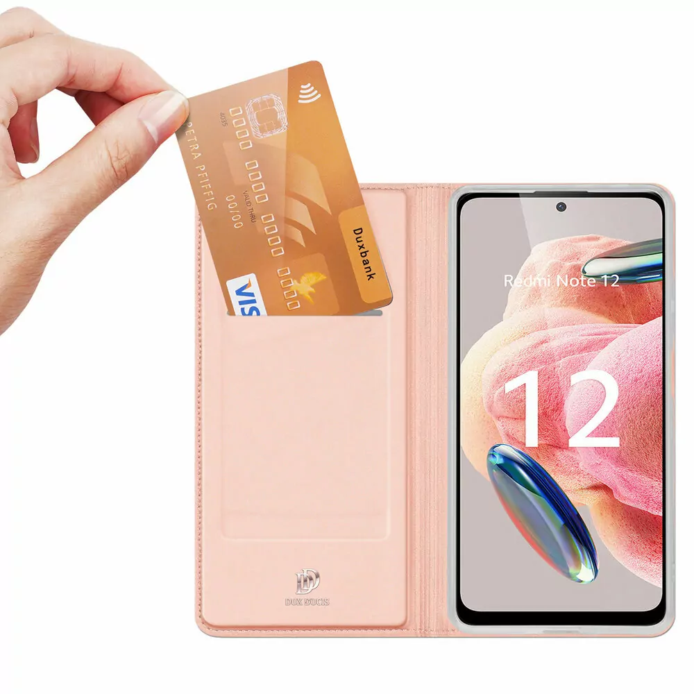Prémiové flipové pouzdro DUX DUCIS SKIN na mobil Xiaomi Redmi Note 12 4G růžové