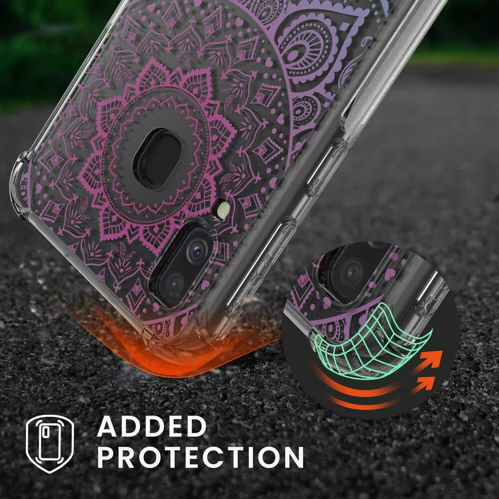 Pevné silikonové pouzdro kwmobile Crossbody na mobil Samsung Galaxy A40 Indian sun - čiré s popruhem