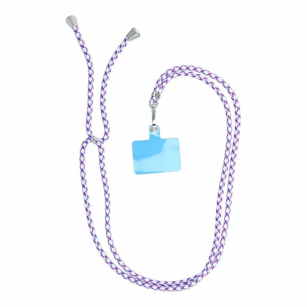 Univerzální dlouhý popruh SWING 6mm Crossbody přes rameno nebo kolem krku - bílo fialový