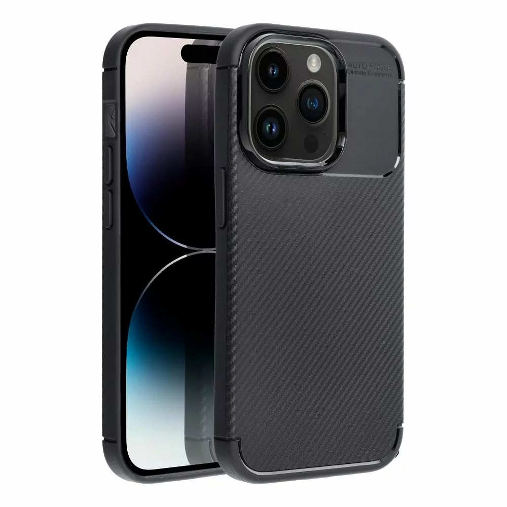 Silikonové pouzdro Premium Coolcase Carbon na mobil Apple iPhone 15 Pro Černé