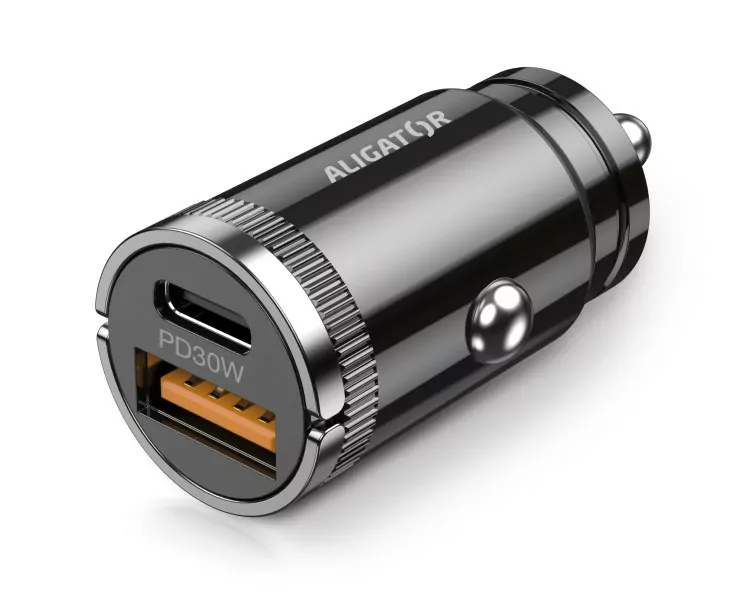 Rychlá autonabíječka ALIGATOR s odnímatelným kabelem, CL ALIGATOR PD30W USB,USB-C / USB-C kabel pro telefony ( i Apple iPhone 15)
