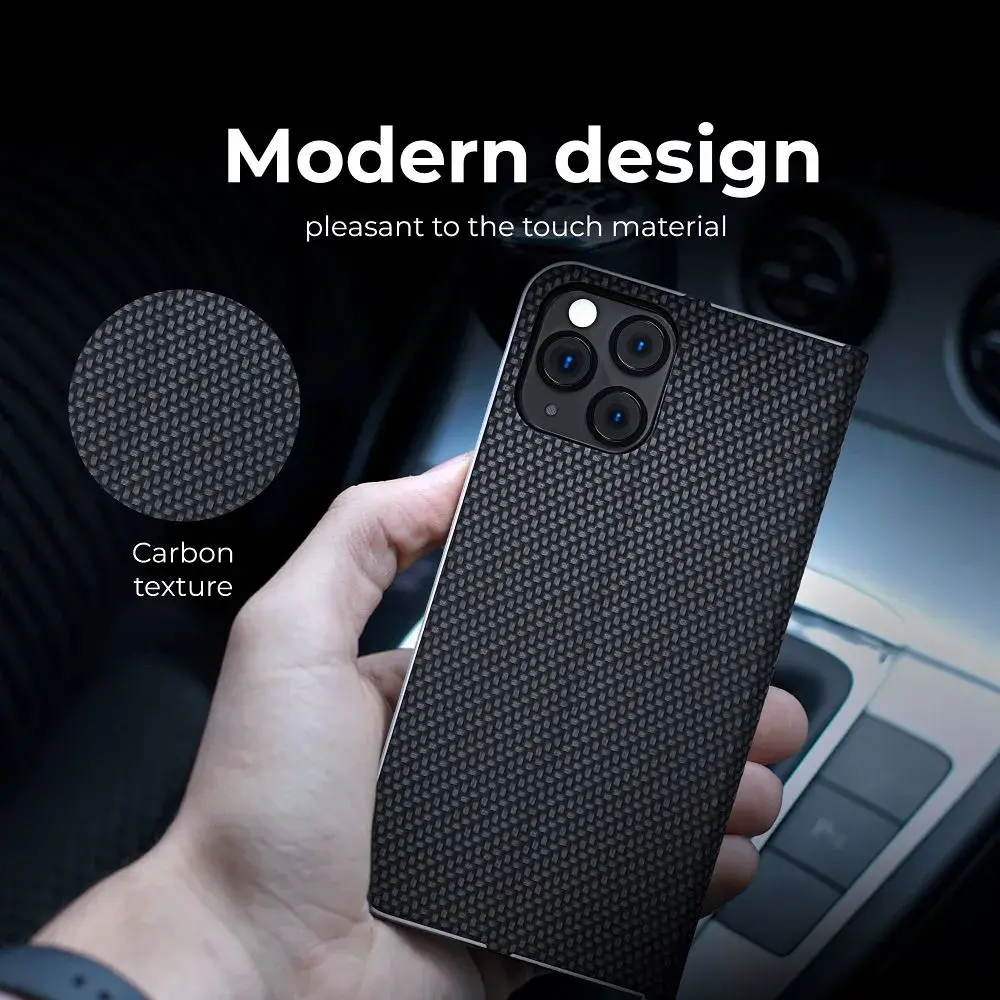 Luxusní flip pouzdro Luna Coolcase Carbon na mobil Samsung Galaxy A35 5G Černé