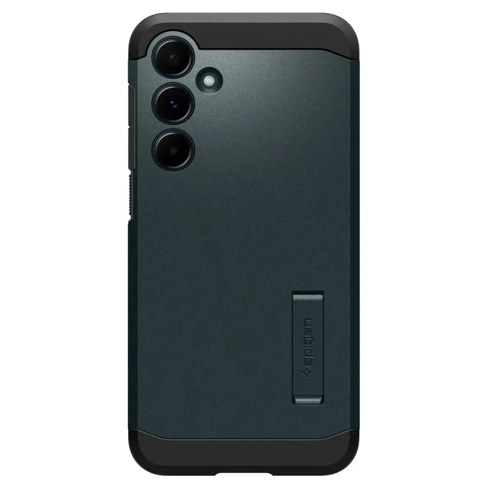 Odolné silikonové pouzdro SPIGEN Tough Armor na mobil Samsung Galaxy A35 5G - zelené se stojánkem