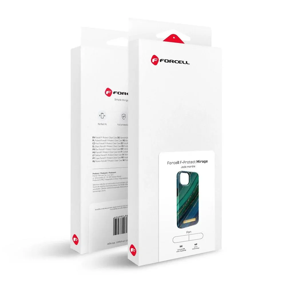 Prémiové pouzdro FORCELL F-PROTECT Mirage 4D s MagSafe na mobil Apple iPhone 15 Pro - Jade marble