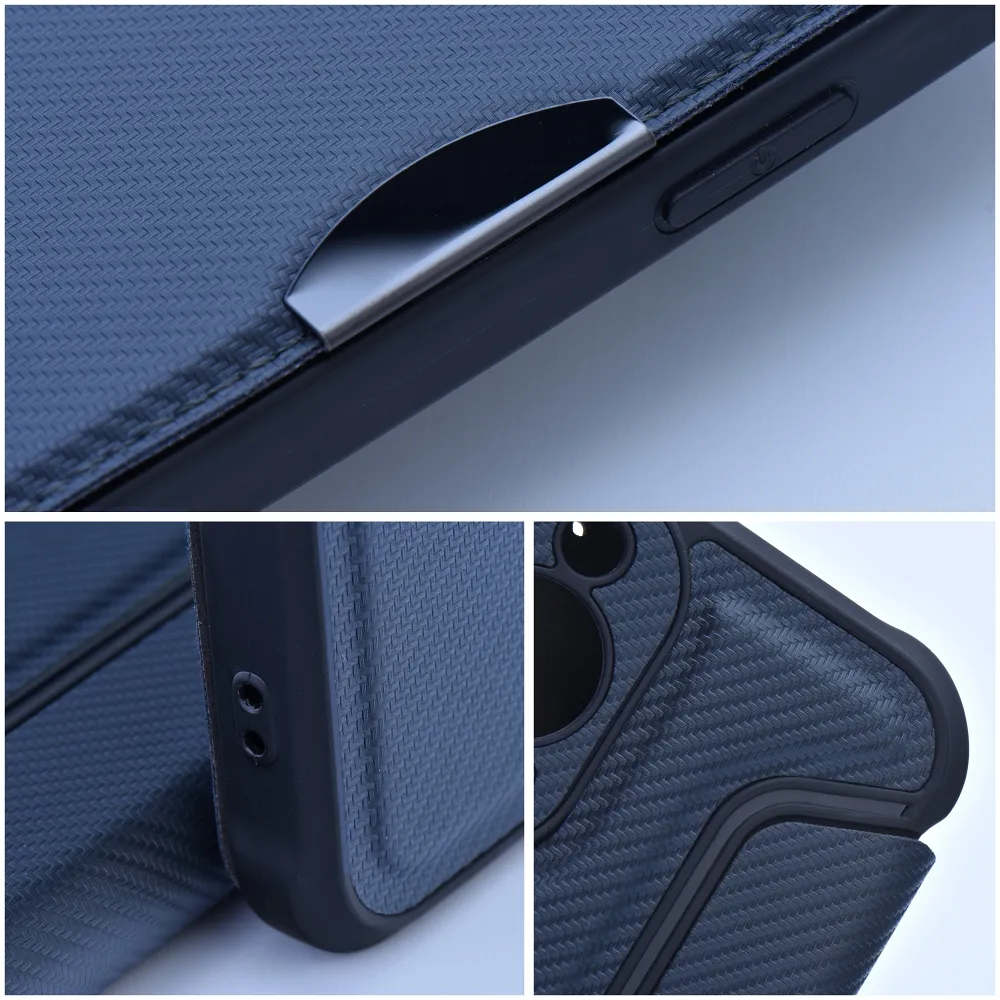Ultimátní knížkové flip pouzdro Coolcase RAZOR Carbon - Samsung Galaxy A35 5G - tmavě modré