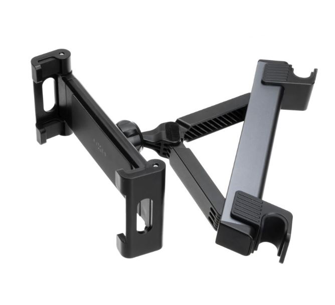 Držák do auta pro velké tablety FIXED Tab Passenger Max s uchycením do opěrky hlavy a posuvným ramenem, šedý