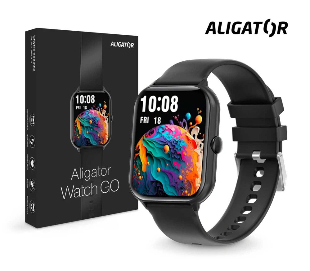 Chytré hodinky Aligator Watch GO, 1,96", IP 67 - černé