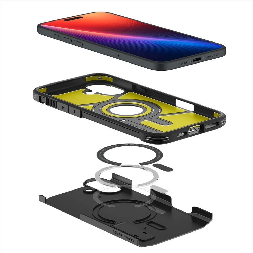 Odolné pouzdro SPIGEN Tough Armor Mag s MagSafe - Apple iPhone 16 Plus - Black se stojánkem
