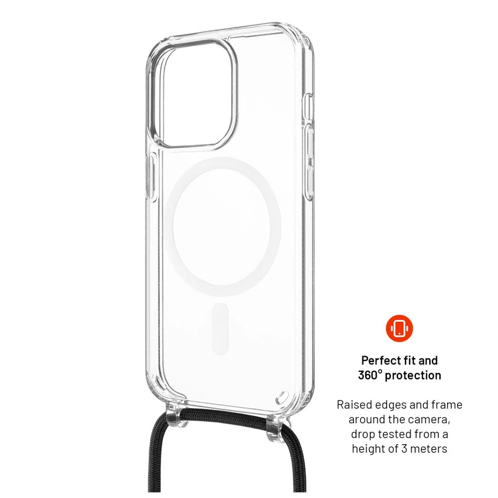 FIXED MagPure Neck Crossbody - Apple iPhone 16e / iPhone 17e s MagSafe a růžovou šňůrkou na krk