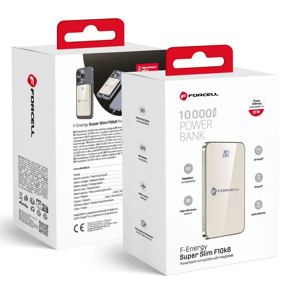 Powerbanka Forcell F-Energy F10K8 MagSafe 10 000 mAh - zlatavá