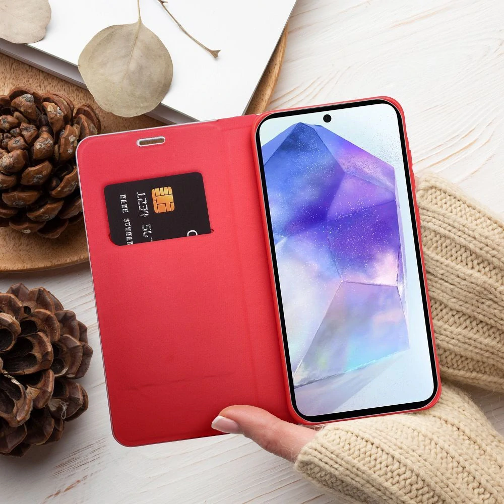 LUNA Book Gold pouzdro Samsung S25 FE – červené