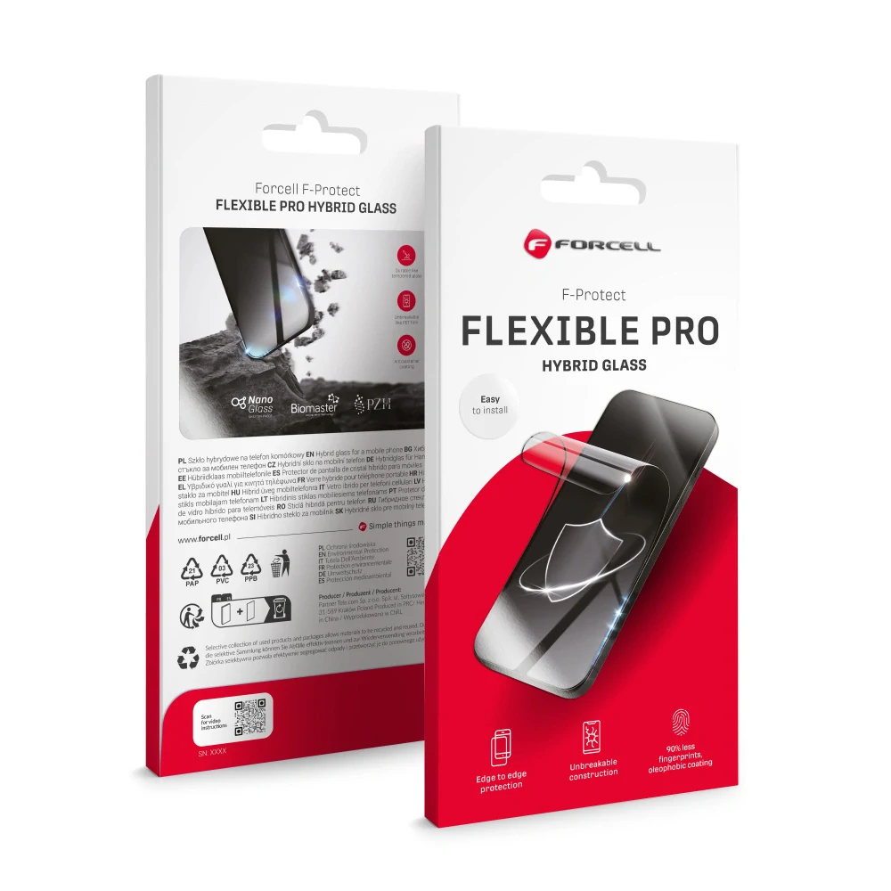 Hybridní sklo Forcell Flexible 5D pro iPhone 16 Pro / 17 / 17 Pro – černé 5903396315251