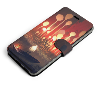 Knížkové flip pouzdro Mobiwear - Xiaomi Redmi Note 11S - VA01S Lampiony a muž v lodičce - VÝPRODEJ