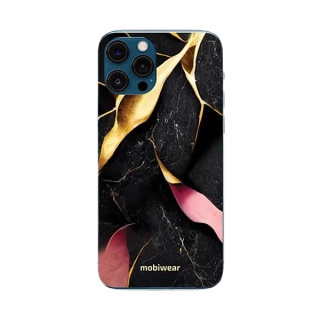 Silikonové pouzdro Mobiwear na mobil Apple iPhone 12 Pro Max - B005F Černý a zlatavý mramor - VÝPRODEJ