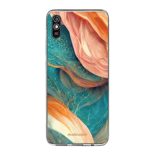 Silikonové pouzdro Mobiwear na mobil Xiaomi Redmi 9A / 9AT - B006F Azurový a oranžový mramor - VÝPRODEJ