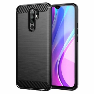 Silikonové pouzdro Coolcase Carbon na mobil Xiaomi Redmi 9 Černé
