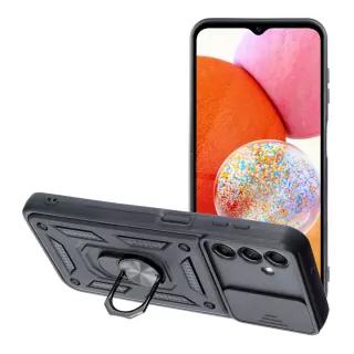 Odolné pouzdro Armor CamShield na mobil Samsung Galaxy A35 5G černé s krytkou fotoaprátů a stojánkem