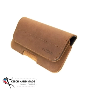 Horizontální kožené pouzdro FIXED Posh na opasek, vel. 5XL+, hnědé