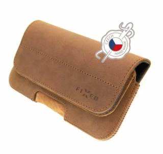 Horizontální kožené univerzální pouzdro na opasek FIXED Posh, pravá kůže, vel. 6XL, hnědé
